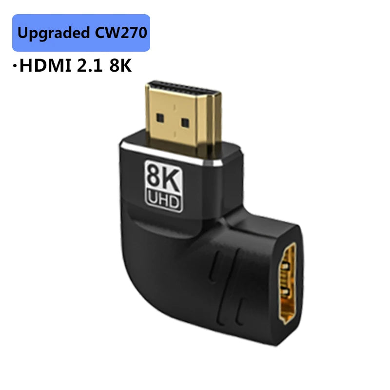 Adaptateur HDMI 2.1, 8K, Angle droit de 90 à 270 degrés, convertisseur mâle à femelle, connecteur d'extension de câble HDMI pour TV, ordinateur portable, moniteur