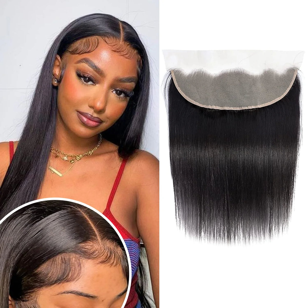 13x6 dentelle droite frontale Invisible dentelle transparente peaux fondantes droite 13x4 frontale seulement 100% cheveux humains Remy pré plumés