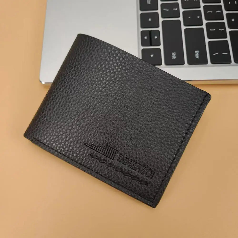 Porte-monnaie noir en cuir PU pour hommes, porte-cartes d'identité d'affaires pour hommes, fentes multiples, sacs d'argent décontractés, grande capacité, dollar