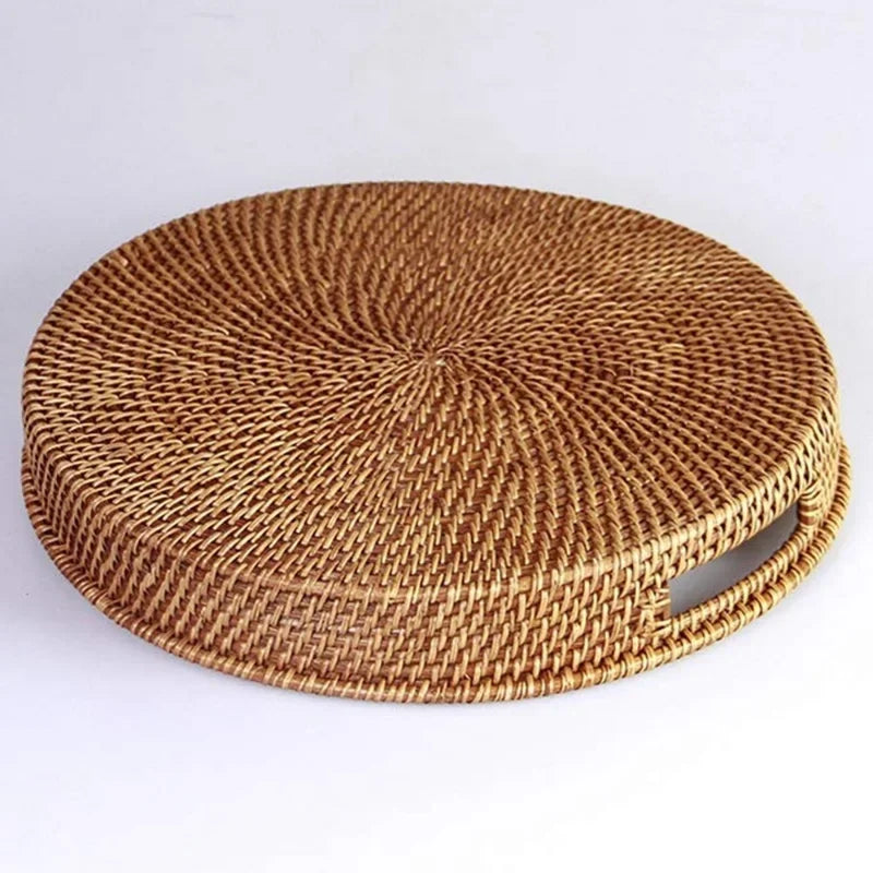 Panier en osier et rotin tissé à la main, panier à fruits, thé, collation, pain, boîte de rangement rectangulaire pour cosmétiques, fournitures de cuisine ménagère