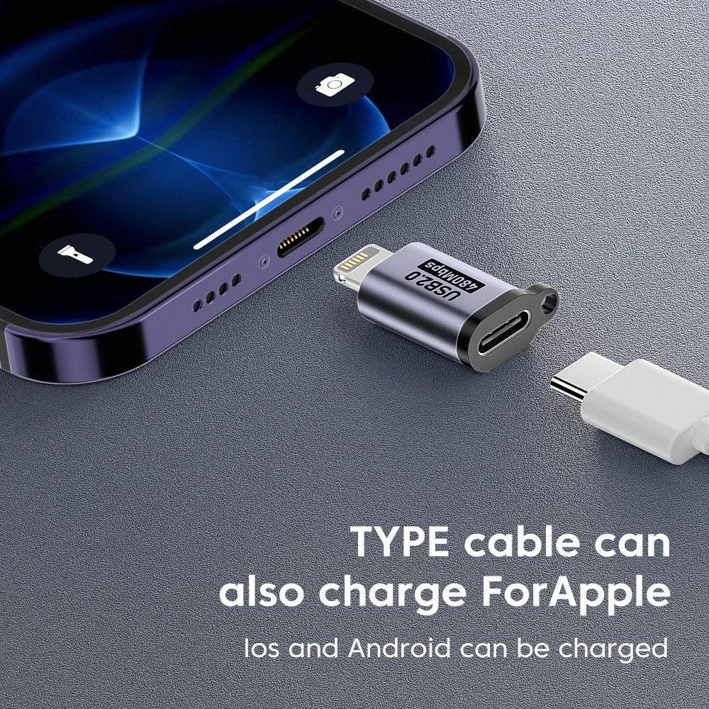 Adaptateur Micro USB vers Type c vers Lightning Adaptateur USB 2.0 vers Type c Transfert de données Transfert de données USB c Lightning pour iPhone