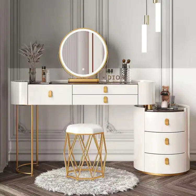 Meuble de chambre à coucher, rangement, chargement sans fil, Bluetooth, commode de maquillage, coiffeuse, Table intelligente avec miroir LED