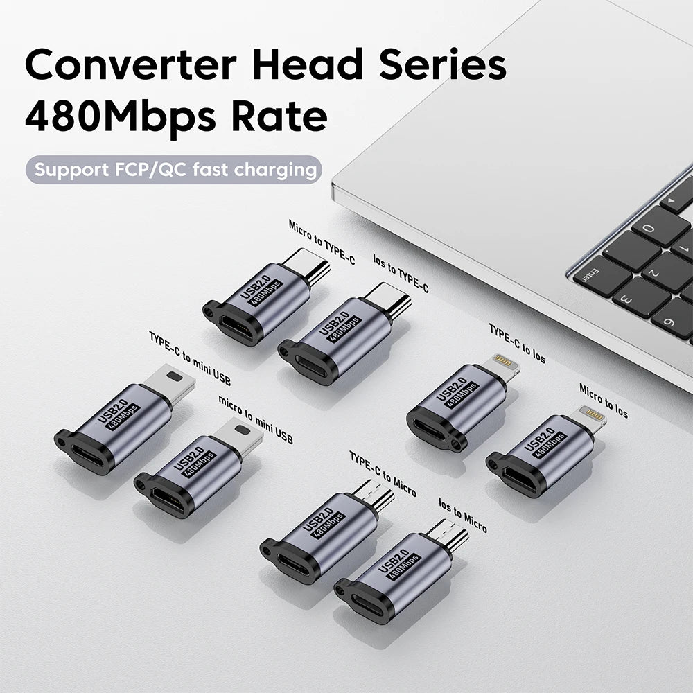 Adaptateur Micro USB vers Type c vers Lightning Adaptateur USB 2.0 vers Type c Transfert de données Transfert de données USB c Lightning pour iPhone