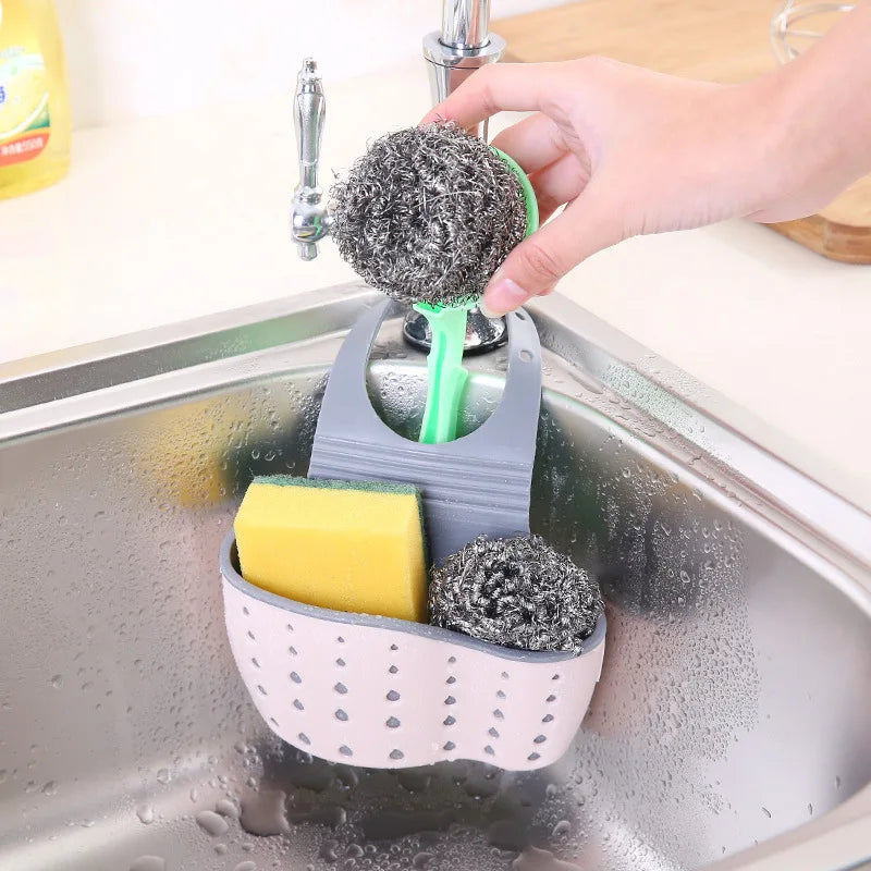 Évier créatif bleu ciel, support de rangement et de Drainage, sac suspendu, robinet de cuisine, panier de rangement et suspendu réglable, 1 pièce