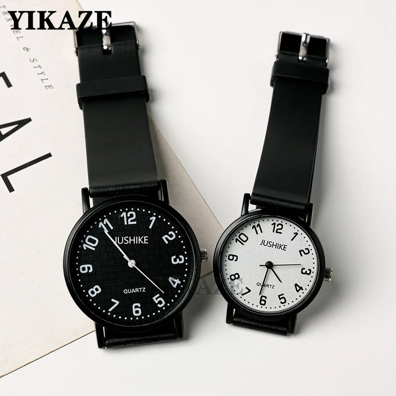 Simple Noir Blanc Quartz Montres Femmes Design Minimaliste Bracelet En Silicone Montre-bracelet Grand Cadran Femmes Mode Créative Montre Cadeau