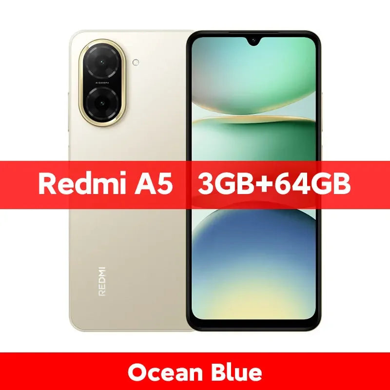 Version mondiale Xiaomi Redmi A5 Smartphone 32MP AI double caméra 6.88 "affichage UNISOC T7250 CPU 5200mAh batterie 15W charge rapide