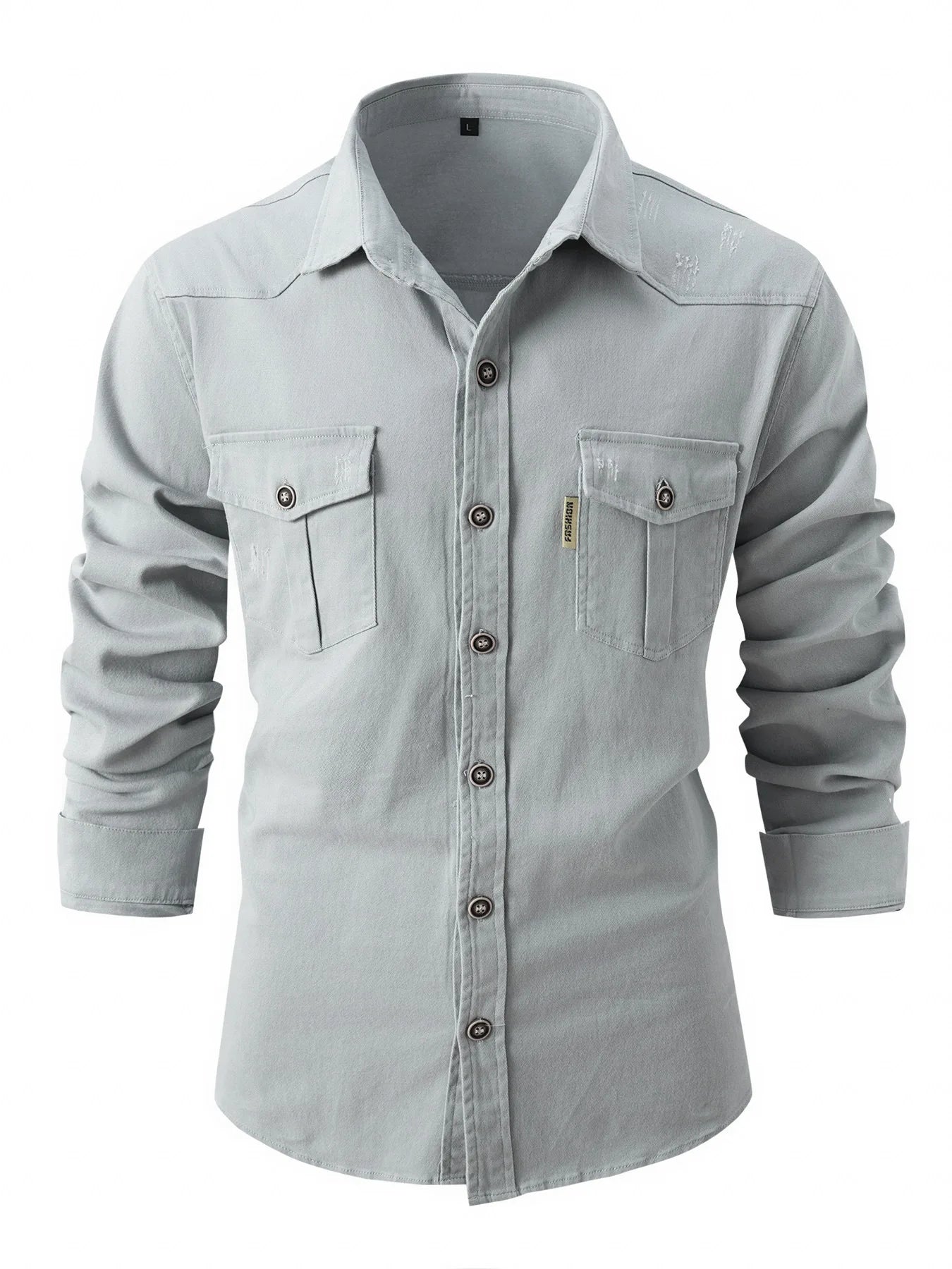 Autumn Men's European Size Long Sleeve Shirt Casual Comfortable Fit Three-Dimensional Frame Figure Lapel Straight Tube Tops