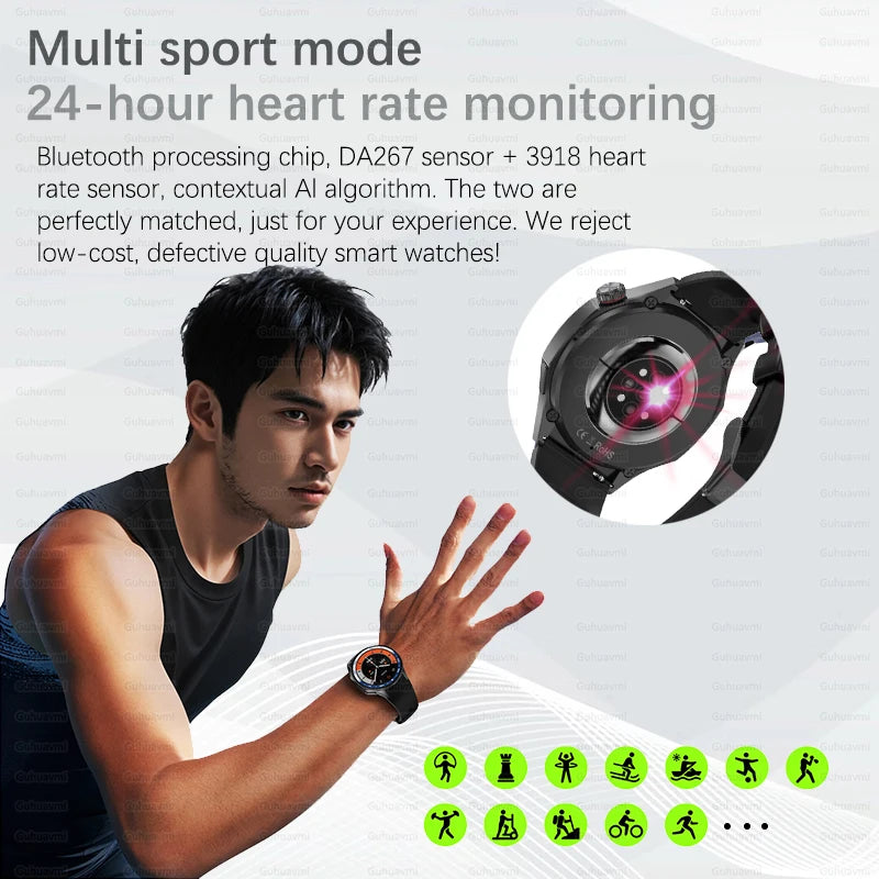 Pour HUAWEI 4GB mémoire hommes affaires Smartwatch Bluetooth appel surveillance de la santé GPS Navigation montre intelligente connecter TWS écouteurs