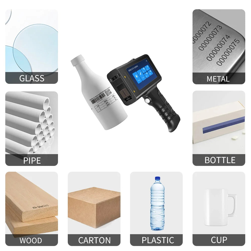 Pistolet d’impression à jet d’encre portable Willita 12.7 mm | Codage sur surfaces plastiques pour dates d’expiration, numéros de lot, QR/code-barres et logos