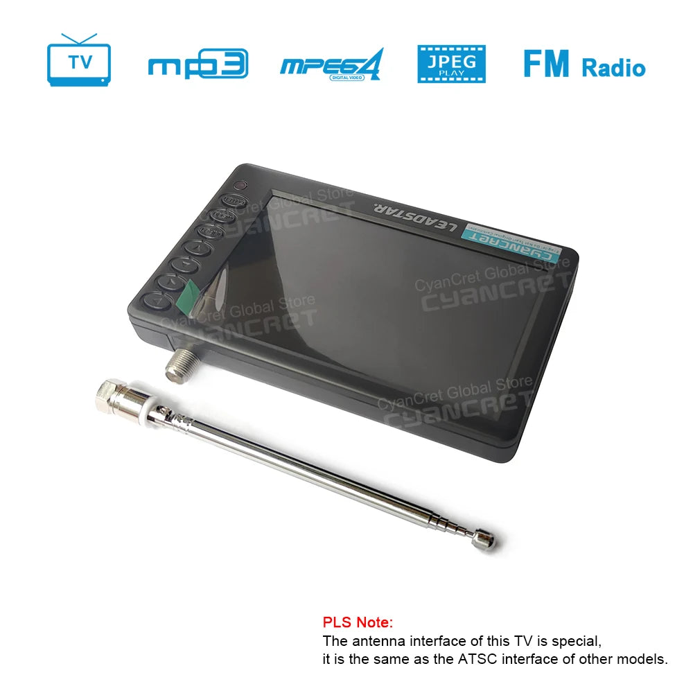 LEADSTAR D5 TV Portable TV de poche 5 pouces DVB-T2 TDT DTT numérique et analogique Mini petite télévision de voiture Support USB TF AC3