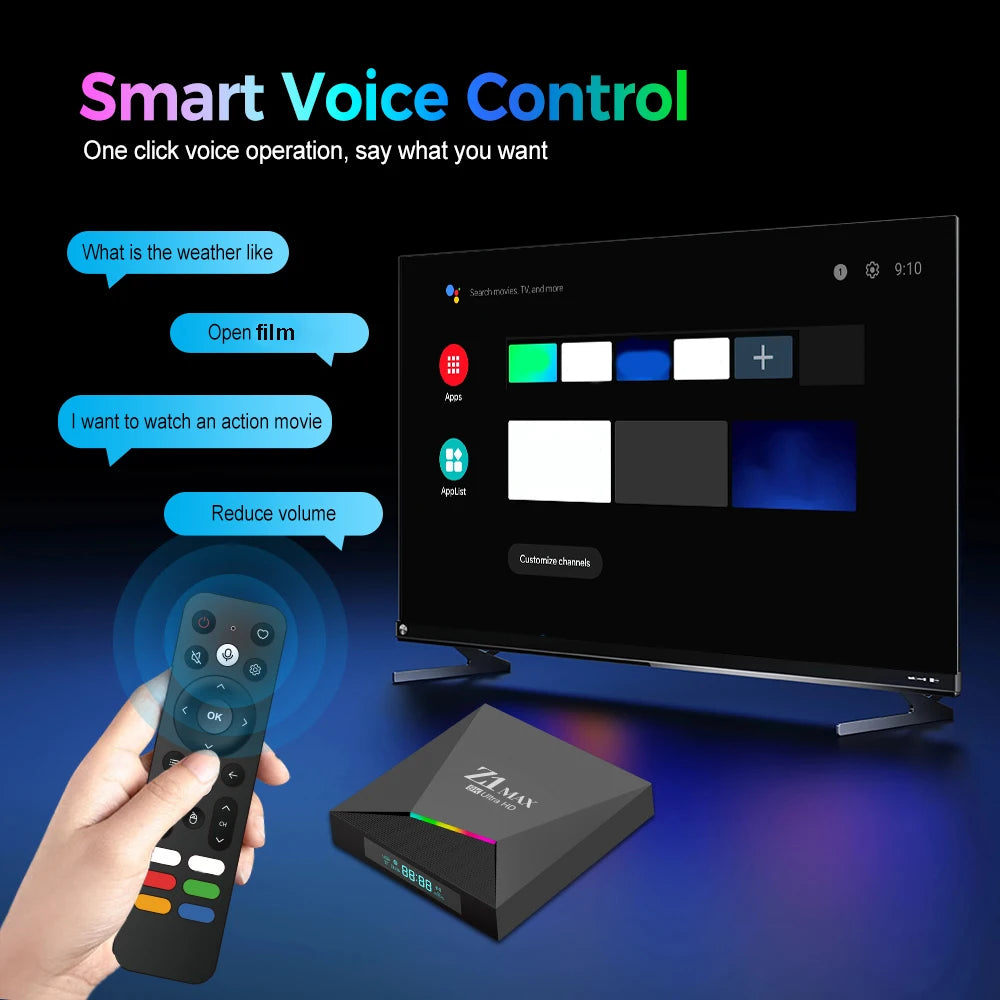 Z1 Max TV Box Android 15 iptv Allwinner H618 Quad Core 4G 5G double WiFi HD 8K 4K lecteur multimédia BT 5.0 prise en charge vocale télécommande TV Box