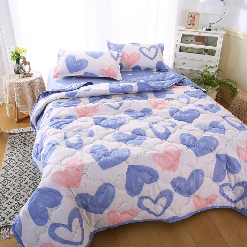 Couette d'été matelassée imprimée marguerite, taie d'oreiller ou couettes simples, douce et respirante, simple, Double, lavable, mince