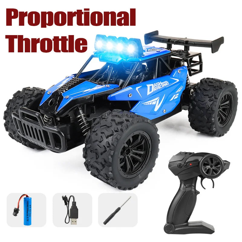 Voiture télécommandée tout-terrain à dérive avec LED, véhicule d'escalade Rc à grande vitesse, camions 2.4G, jouet d'extérieur pour enfants, cadeau, 1:16