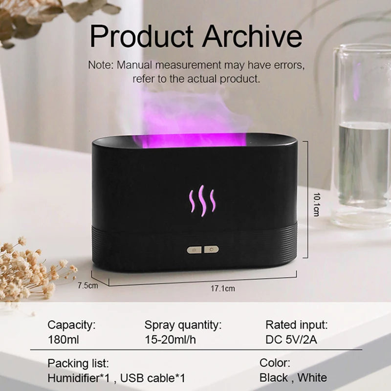 Humidificateur portatif de flamme de feu d'air h2o de salle de couleur de changement de Led Usb de brume fraîche humidificateur de diffuseur d'huile essentielle d'arome
