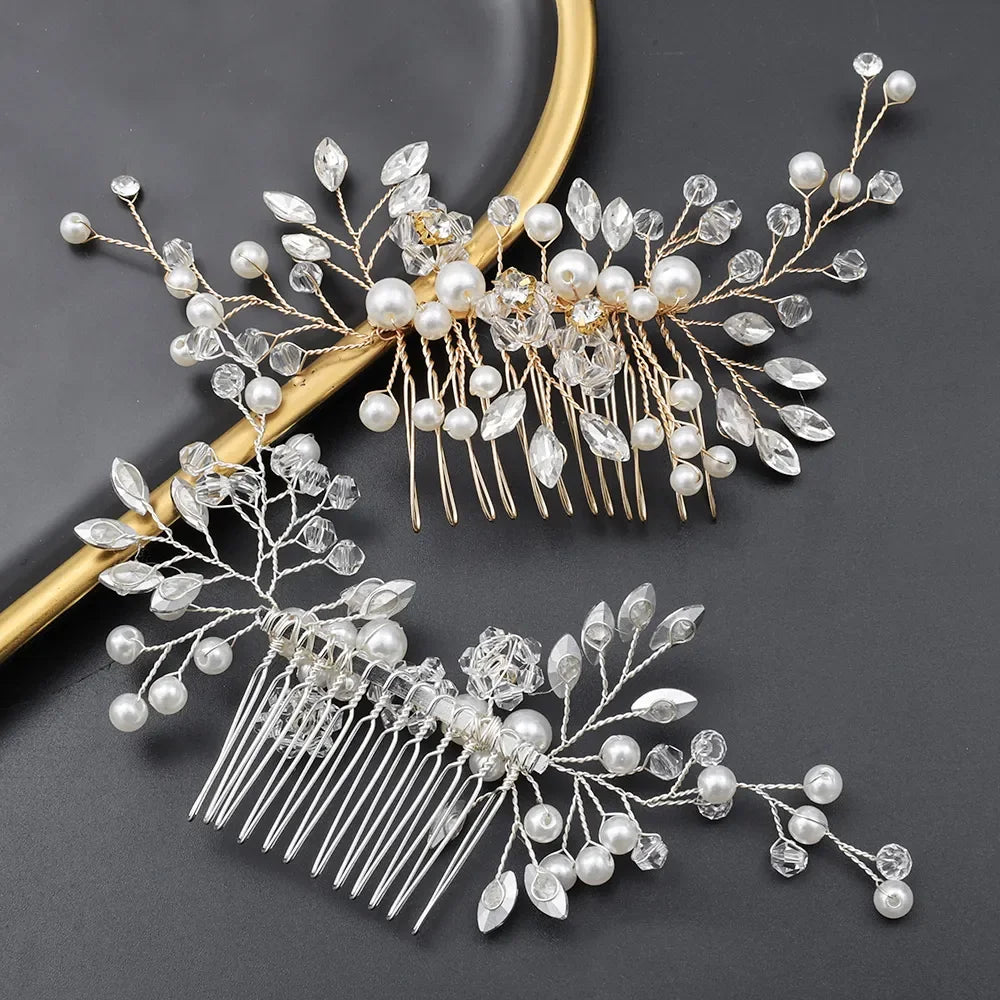 Perle Strass Diadèmes de mariée Bandeaux pour femmes Accessoires Ornements de cheveux Couleur or Bijoux Couvre-chef