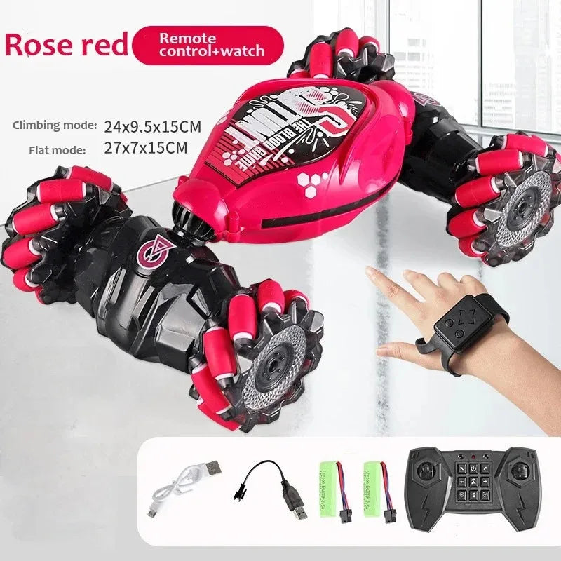 Voiture RC avec lumière LED, télécommande, montre de voiture, gestes de main 360 °   Voiture d'escalade rotative dérive électronique adultes enfant jouets cadeau