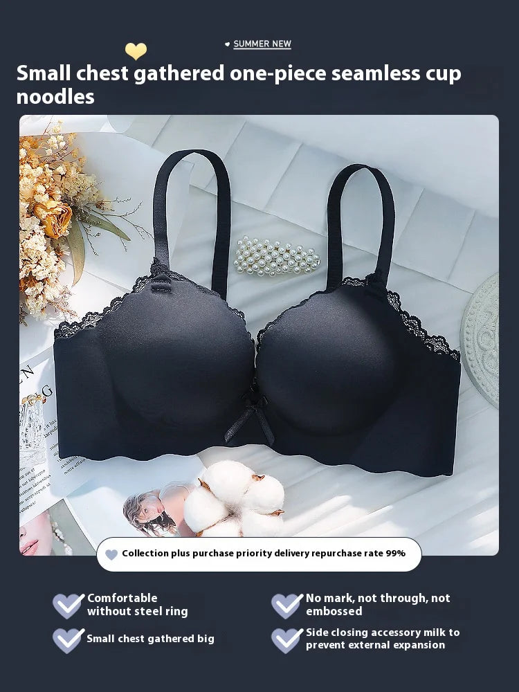 Lingerie femme petits seins rassemblés pur désir pour épaissir un morceau de filles sans marquage sans anneau en acier soutien-gorge Sexy