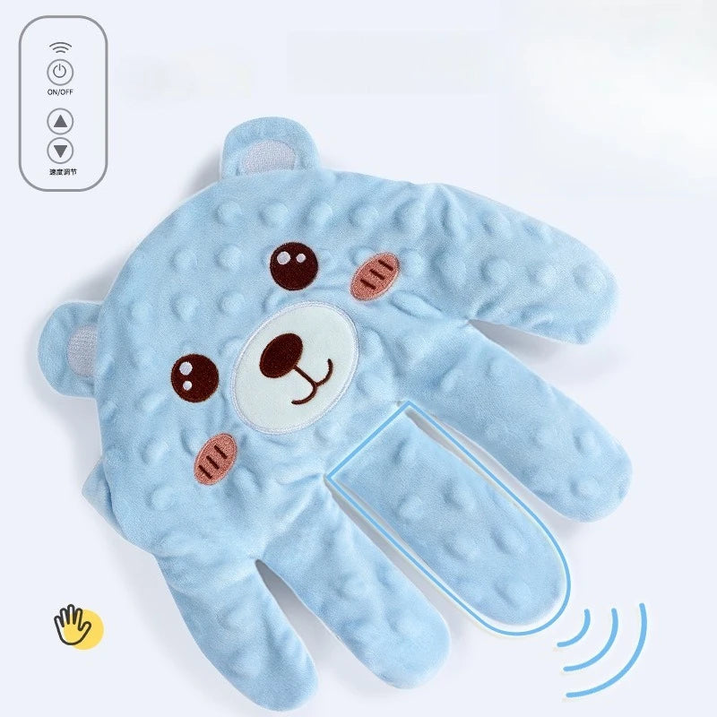 Oreiller de paume apaisant pour bébé ours mignon, avec télécommande, motif de main automatique pour aide au sommeil, gant de main, oreiller électrique pour bébé
