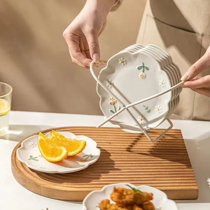 YWDL – assiette à dîner en céramique à fleurs de 6 pouces, assiette givrée en Relief de cuisine pour pâtes, pain, desserts, vaisselle de Restaurant