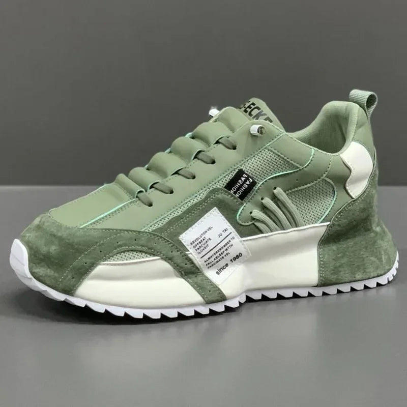 Homme baskets été maille mocassins à lacets en cuir sport quatre saisons chaussures de course décontractées hommes confortable Forrest Gump chaussure