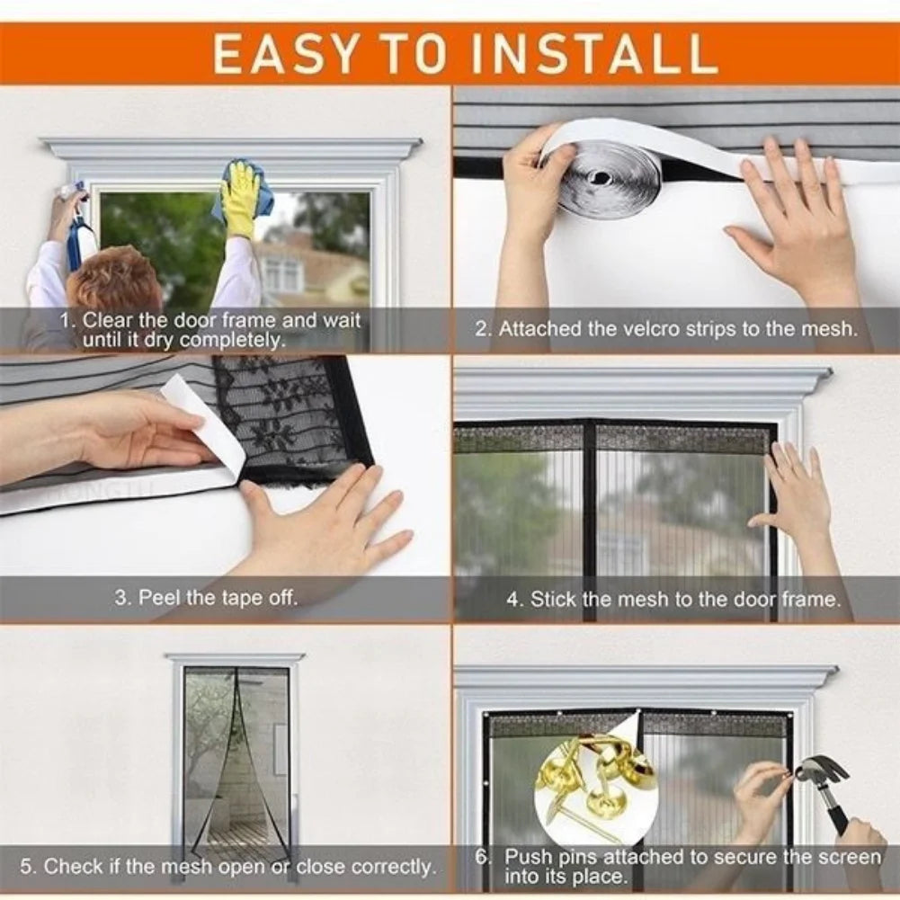 Strong Magnetic Screen Door Curtain Summer Anti-Mosquito Net Fly Insect Screen Mesh Automatic Closing Mesh Insect Fly Bug Screen