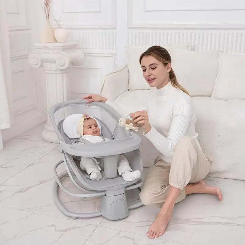 Fauteuil inclinable à bascule pour bébé, musique Bluetooth, chaise à bascule électrique avec télécommande intelligente pour bébé, berceaux confortables pour bébé