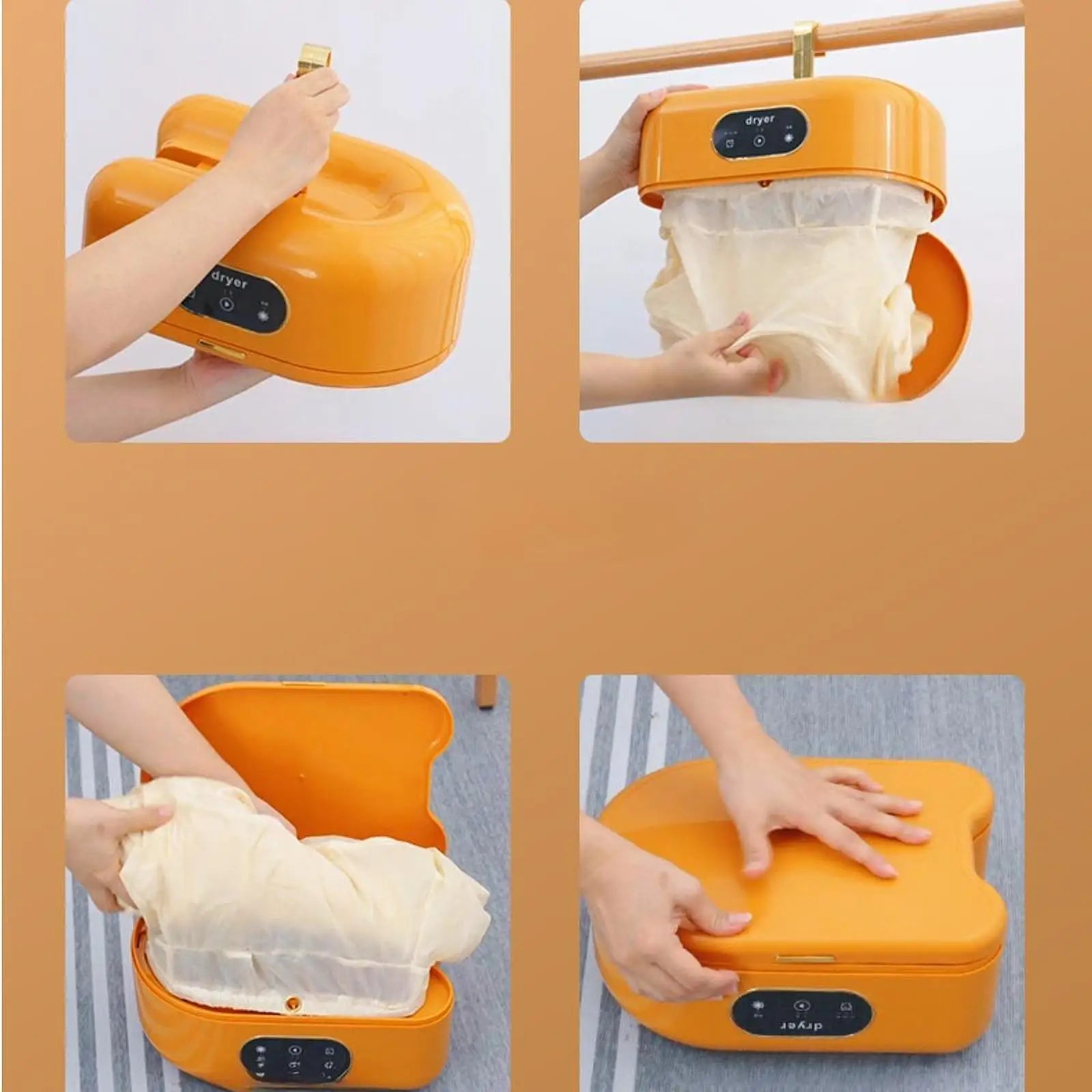 Sèche-linge électrique pliable avec sac, petit sèche-linge électrique, machine portable pour la maison, les voyages, l'appartement, le dortoir, 600W