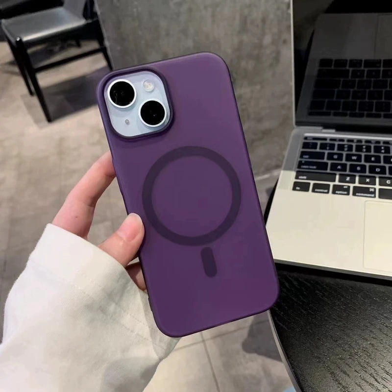 Luxury Matte Magsafe Phone Case For iPhone 11 12 13 14 15 16 Pro Max Plus Magnetic Transparent  Shockproof Bumper Cover
