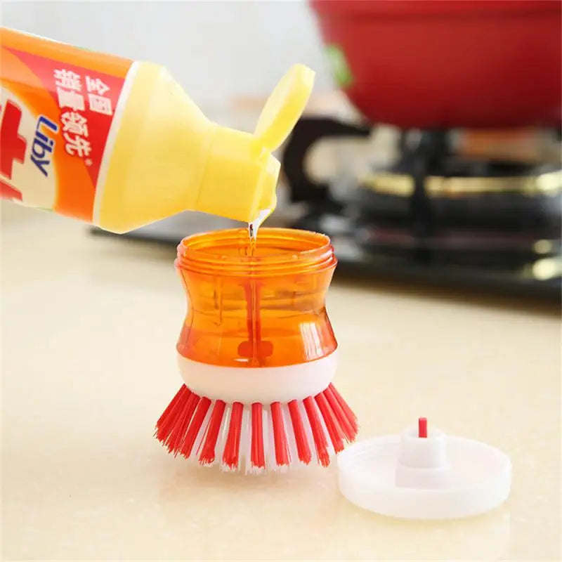 Brosse de lavage de Pot à ajout de liquide, type presse, ajout automatique de liquide, brosse de lavage de vaisselle, brosse de Pot de nettoyage ménager, brosse de poêle