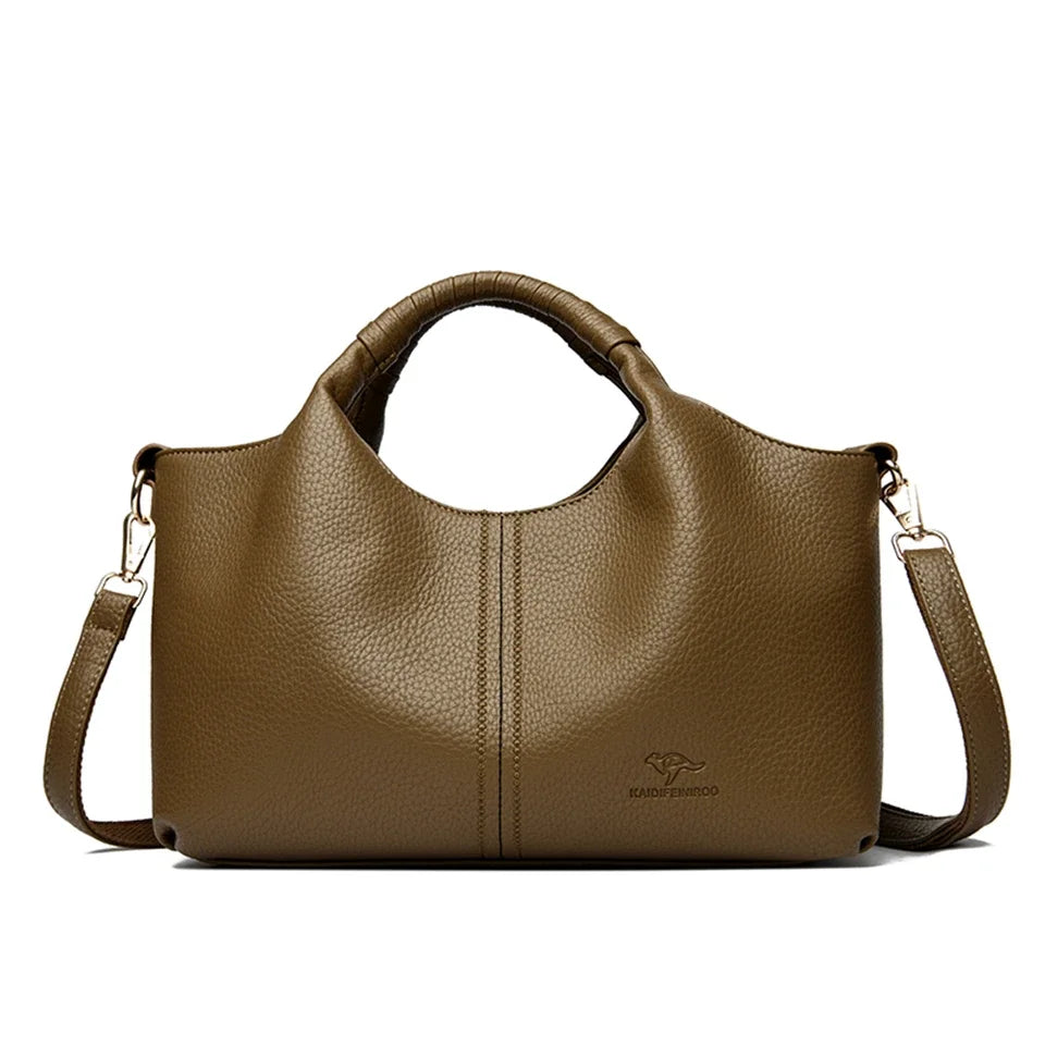 Sac à main en cuir souple de haute qualité pour femmes, fourre-tout de luxe, sac à bandoulière tendance pour les déplacements, portefeuille