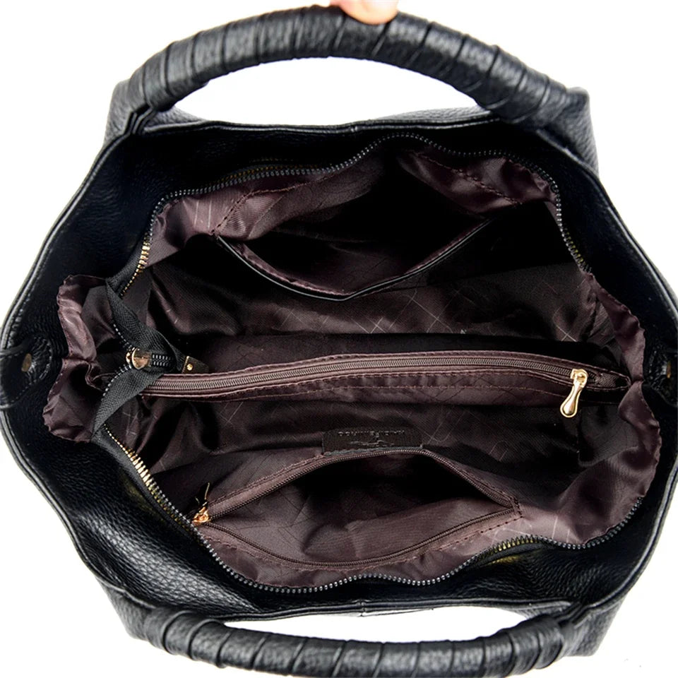 Sac à main en cuir souple de haute qualité pour femmes, fourre-tout de luxe, sac à bandoulière tendance pour les déplacements, portefeuille