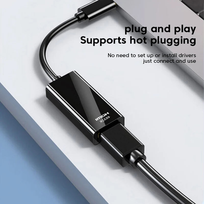 Câble compatible de type C vers HDMI Convertisseur USB C vers HDMI HD 4K USB 3.1 HDTV Adaptateur de câble pour MacBook Chromebook Samsung Xiaomi
