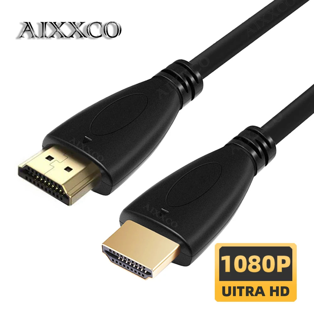 AIXXCO 0.5M 1.5M 1M 2M 3M 5M 10M 15M câble compatible HDMI plaqué or 1.4 1080p câbles vidéo 3D pour commutateur séparateur HDTV