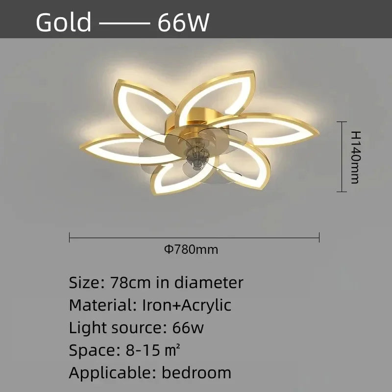 Modern LED Ceiling Fan Light with Remote Pendant Lamp for Living Room Dining Room Bedroom Home Decor Hanging Lighting Fixture
