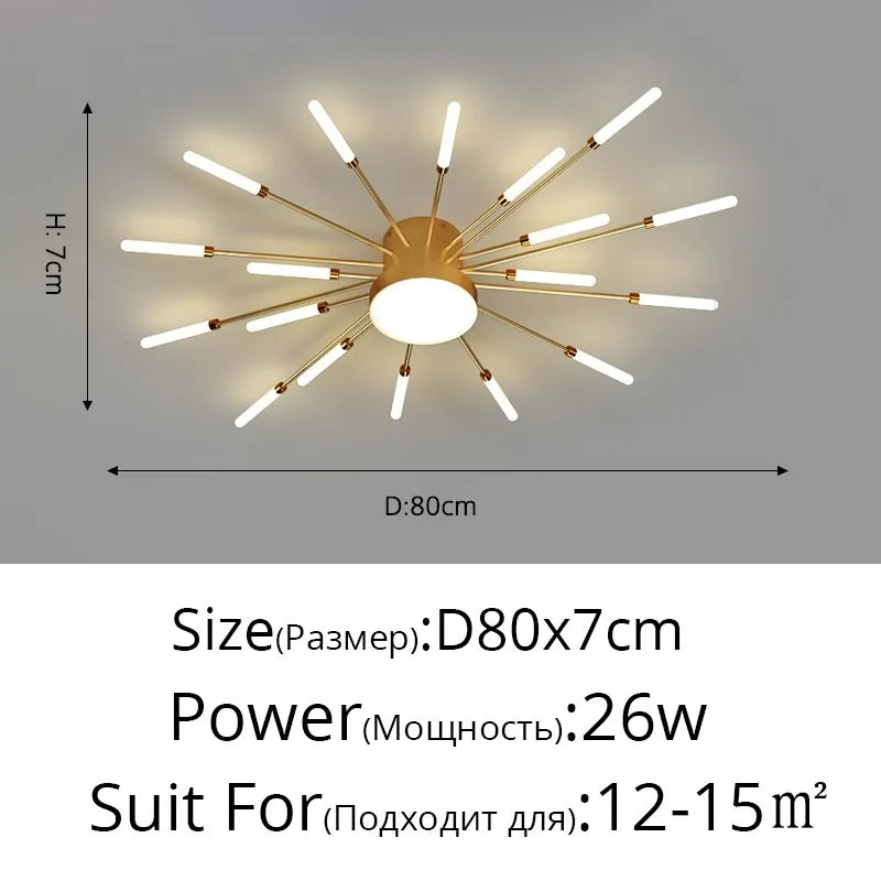 Modern LED Chandelier For Living Room Bedroom Home Roof Indoor Gold Metal Ceiling Lamp With Remote Control Lighting Lustre Decor