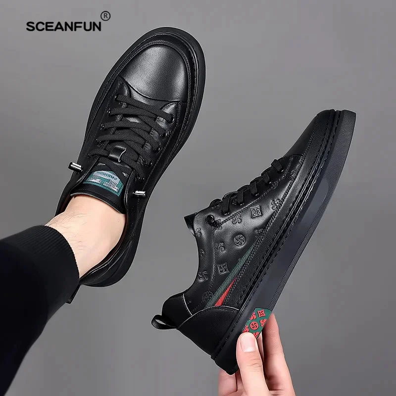 Mocassins de Luxe en Cuir Souple Blanc pour Homme, Chaussures de Printemps, artificiel évateur, Hauteur Augmentée de 5cm, Baskets, 2024