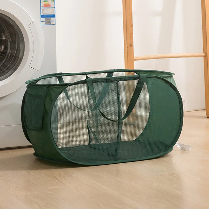 Panier à linge pliant cloison vêtements sales tri sac en maille organisateur de salle de bain épaissi avec cadre seau de rangement en tissu