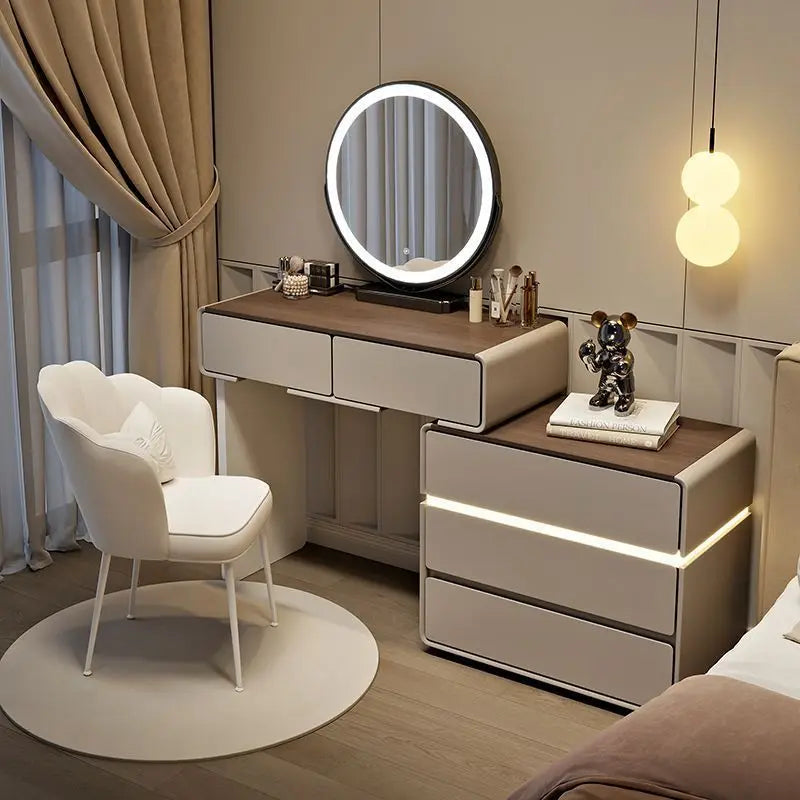 Commode à plinthes en bois massif, moderne et simple, style crème, pour petit appartement, table de maquillage, chambre à coucher, chevet intégré, nouvelle collection