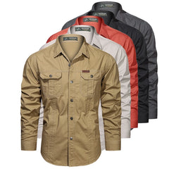 Nouveaux hommes chemise décontractée 5XL mâle surchemise 2025 militaire coton à manches longues chemises hommes marque vêtements haute qualité Blouse