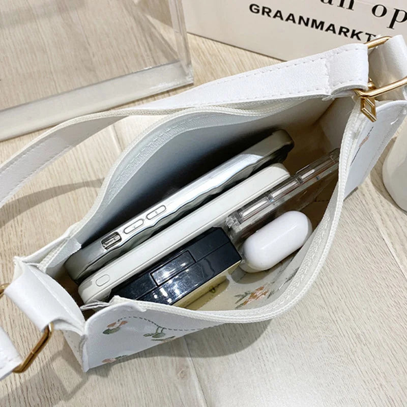Sac à main en cuir PU souple pour femmes, petit fourre-tout pour filles, sacs sous les bras, sac à main de voyage de plage, dentelle florale, été initié