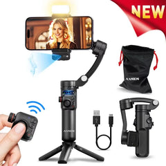 AXNEN M02 stabilisateur de Smartphone à cardan 3 axes Anti-secouement enregistrement vidéo jumelles de Selfie portables pour iPhone Android suivi du visage