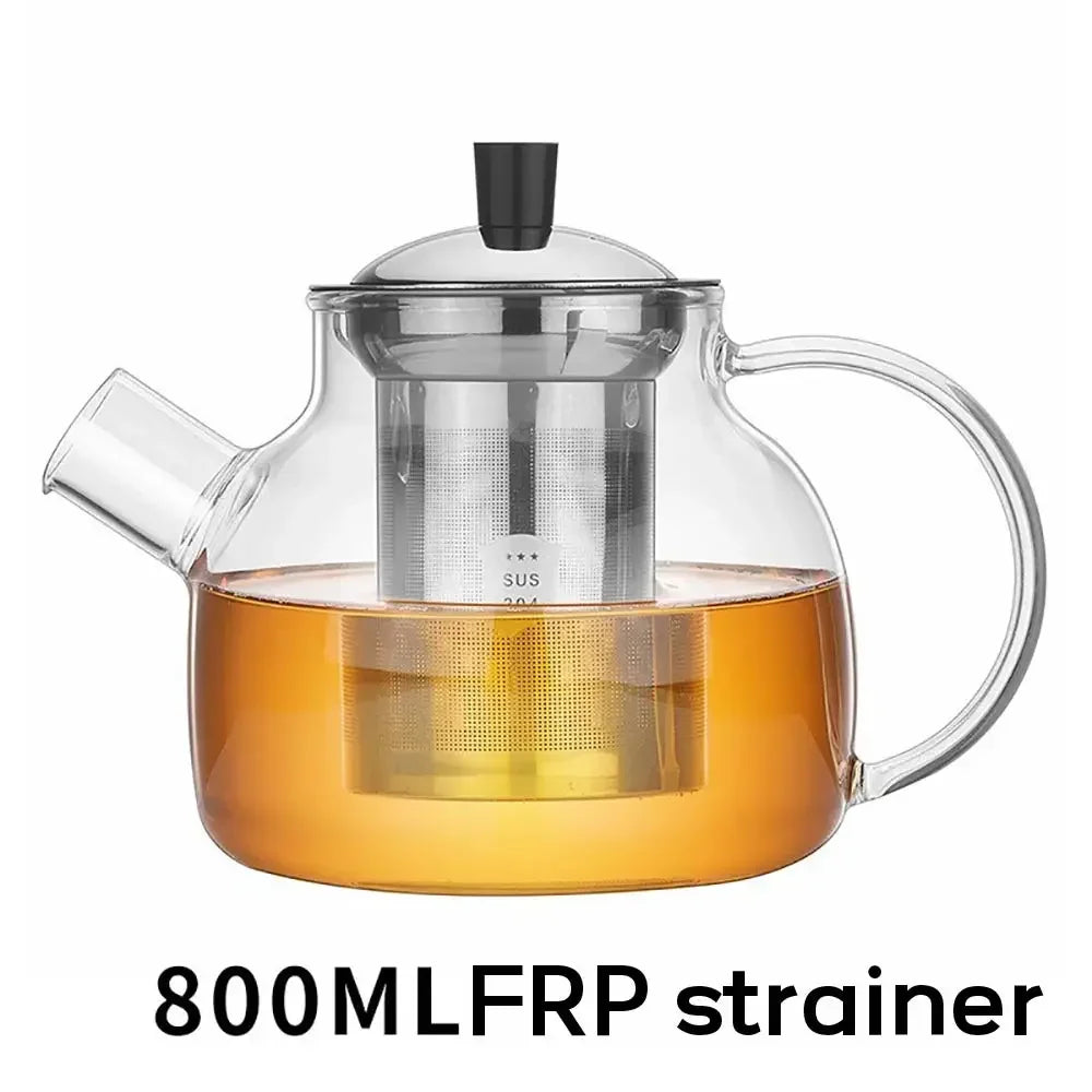 Théière en verre 800/1500ml avec infuseur en acier inoxydable, infuseur amovible, théière pour la maison, le Camping et les voyages, brassière à thé à feuilles mobiles