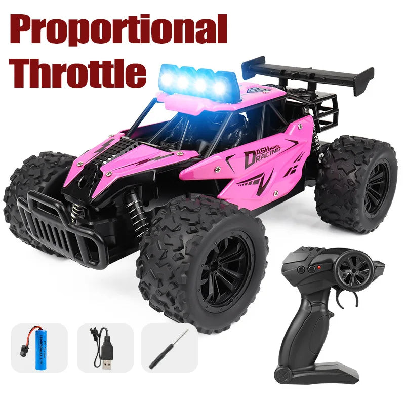 Voiture télécommandée tout-terrain à dérive avec LED, véhicule d'escalade Rc à grande vitesse, camions 2.4G, jouet d'extérieur pour enfants, cadeau, 1:16