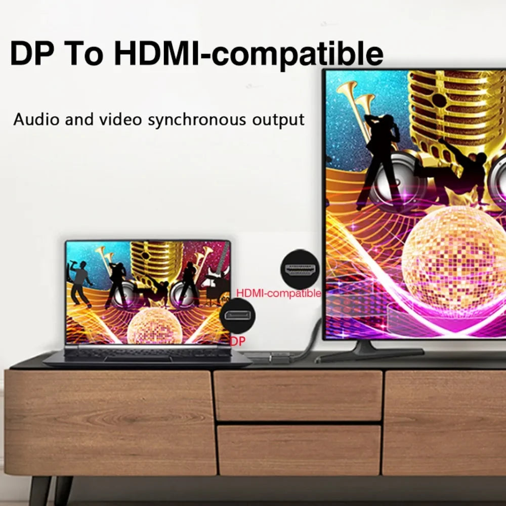 Convertisseur DP vers mâle vers femelle, Port d'affichage 4K vers adaptateur Compatible, câble Audio vidéo HD pour PC TV projecteur d'ordinateur portable