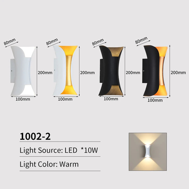 JoollySun applique murale lampe extérieure décor à la maison éclairage pour balcon jardin LED étanche en aluminium moderne appliques murales