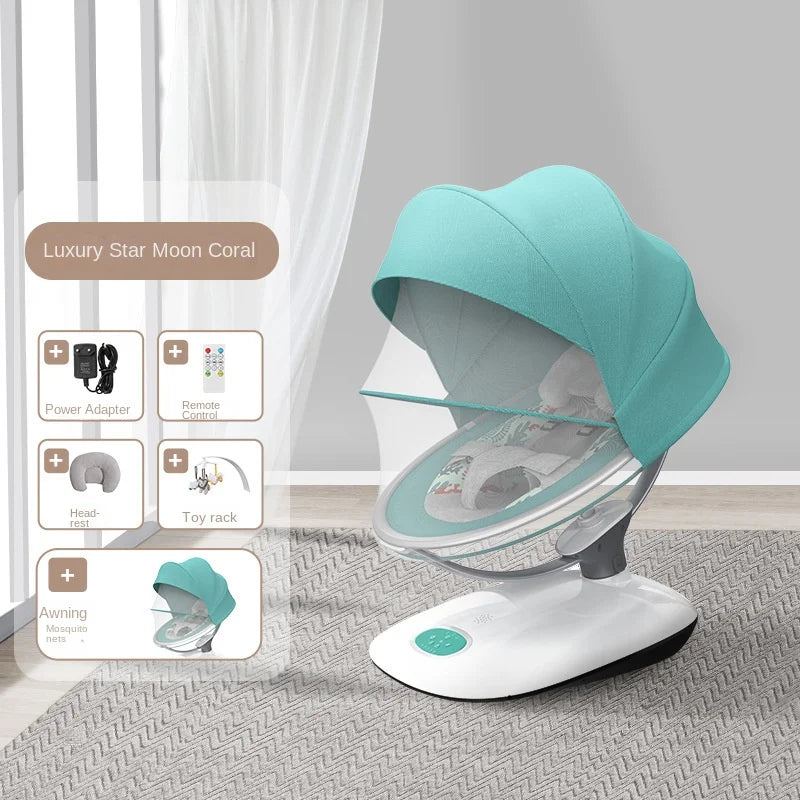 Chaise à bascule électrique intelligente sans fil pour bébé, avec musique et minuterie, moustiquaire, berceau pour nouveau-né