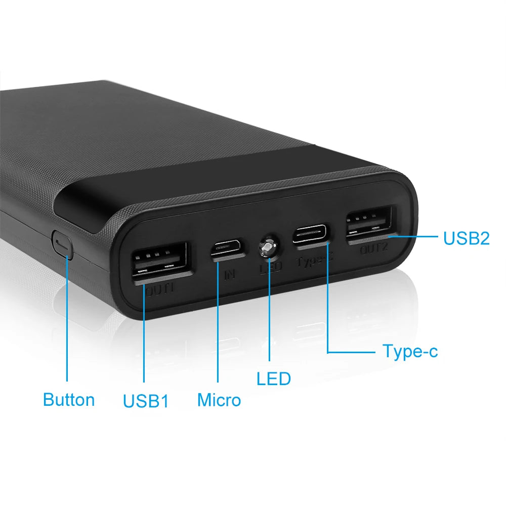 DIY18650 batterie stockage boîte de chargement boîte de rangement sans batterie double USB type-c 5V adapté pour iPhone Xiaomi Huawei