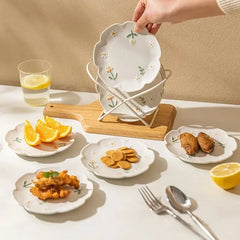 YWDL – assiette à dîner en céramique à fleurs de 6 pouces, assiette givrée en Relief de cuisine pour pâtes, pain, desserts, vaisselle de Restaurant