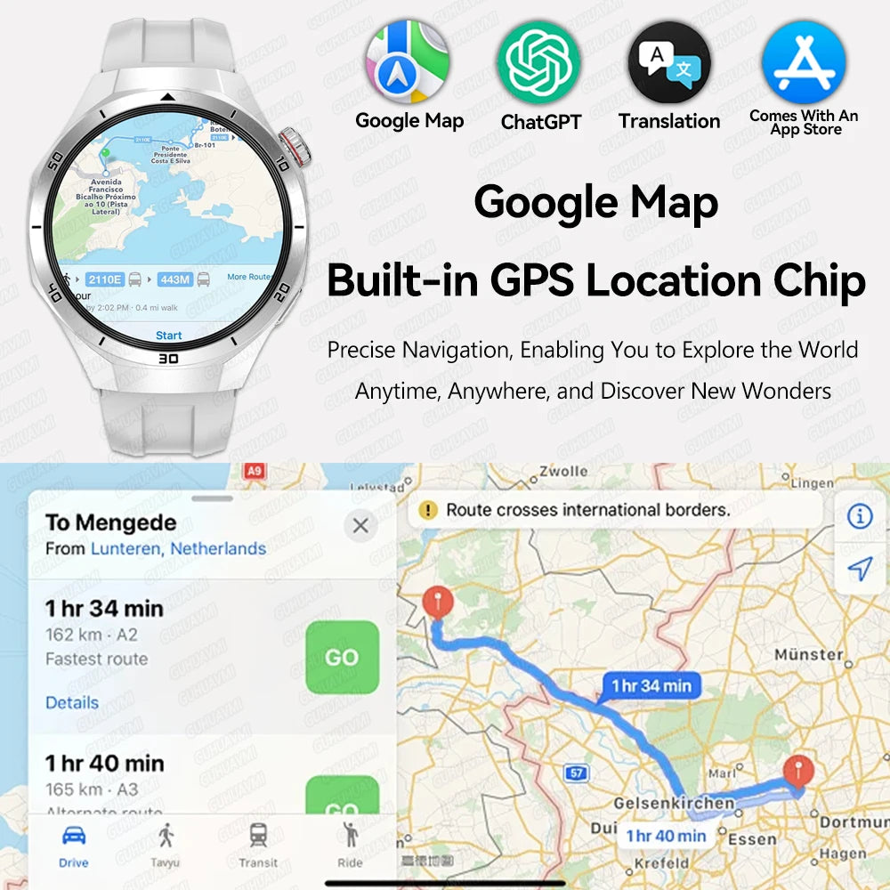 Pour HUAWEI 4GB mémoire hommes affaires Smartwatch Bluetooth appel surveillance de la santé GPS Navigation montre intelligente connecter TWS écouteurs