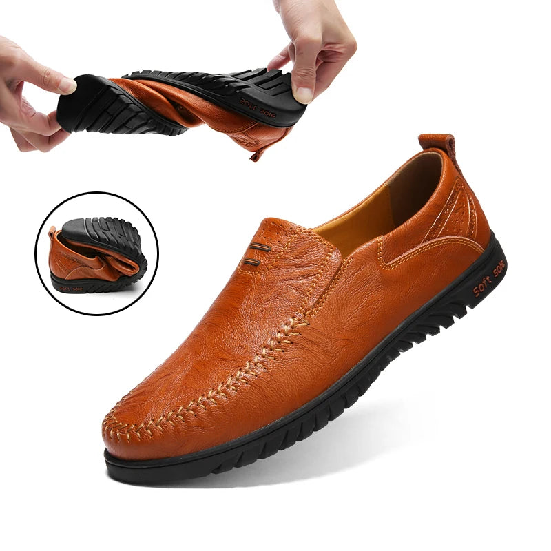 Chaussures en cuir véritable pour hommes, marque de luxe, mocassins formels à enfiler, mocassins italiens noirs, chaussures de conduite, JKPUDUN, 2022